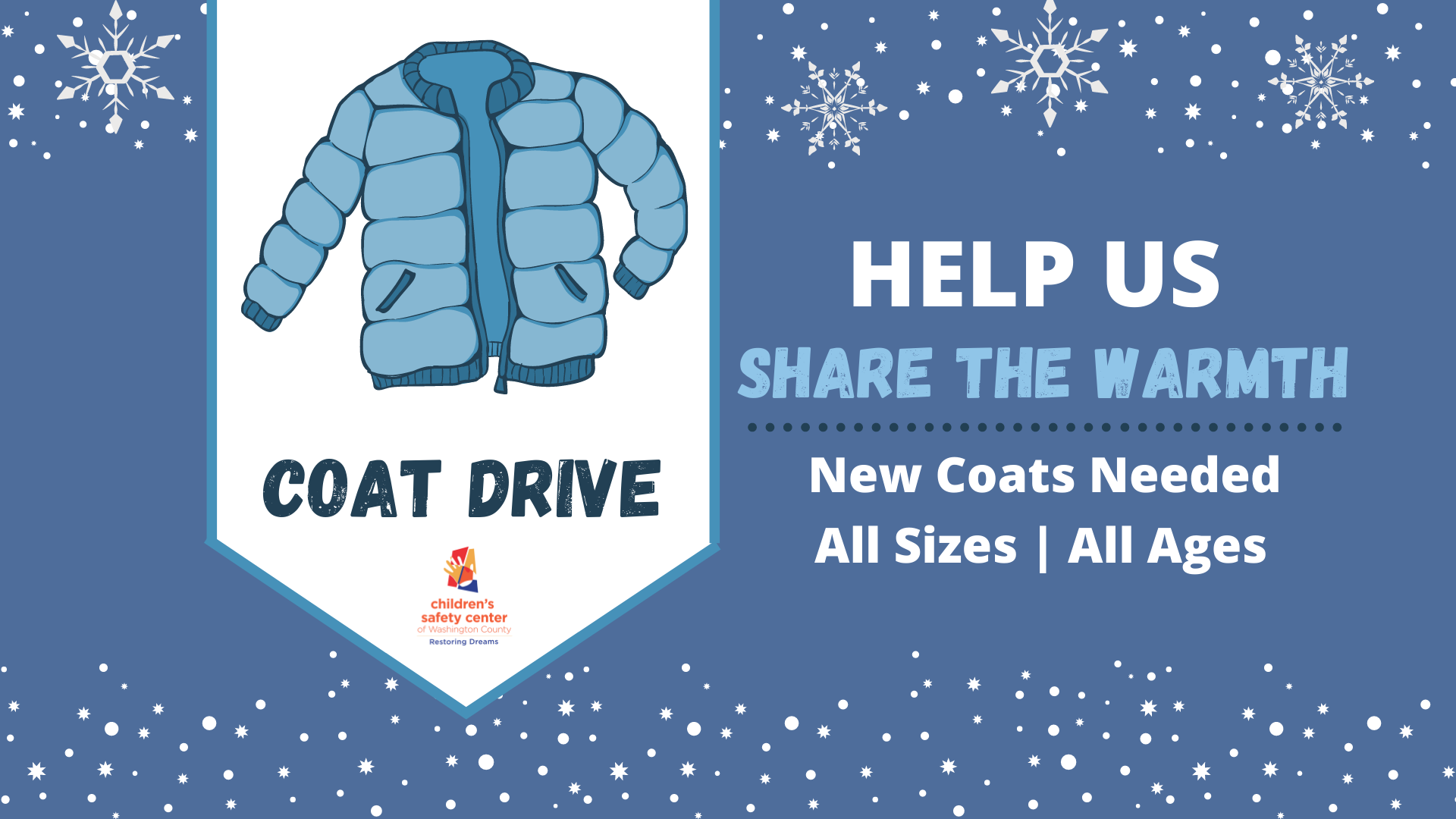 Kids Coat Drive Children’s Safety Center of Washington County