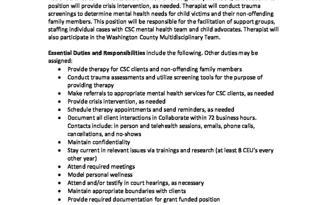 Therapist Job Description 2023